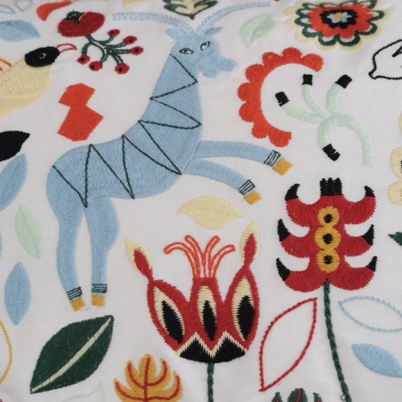 Ikea Rodarv Lumbar Pillow Folklore Swedish Tassels Embroidered Home Decor 26x16 - Picture 2 of 6